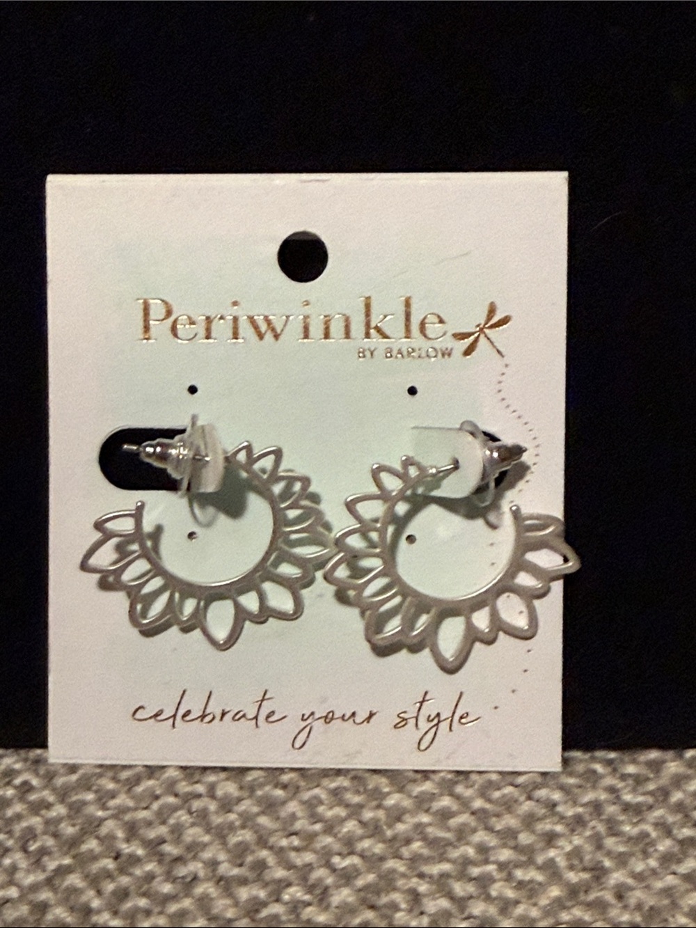 Periwinkle by Barlow Silver Floral Cutout Hoop Earrings